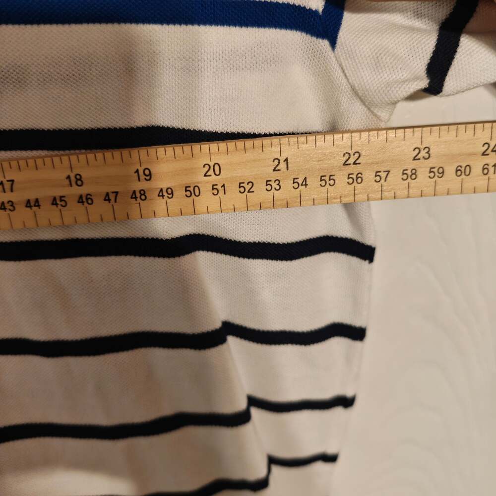 Polo Ralph Lauren Men's White and Blue/Black Striped Short Sleeve Polo Size L - Picture 6 of 7